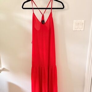 Red Maxi Dress Mem.js Roma 42 (size 8-10)